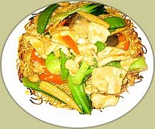 Crispy Pan Fried Noodles Chicken